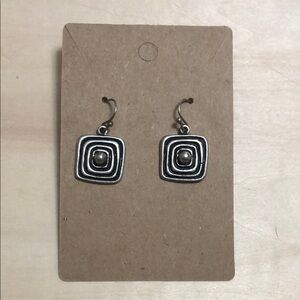 Silver Square Dangle Earrings